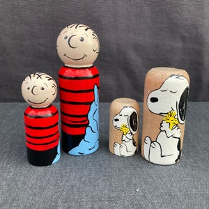 Peanuts Handpainted Wooden Peg Doll Toys Charlie Brown, Snoopy, and Others Natural Toys image 7