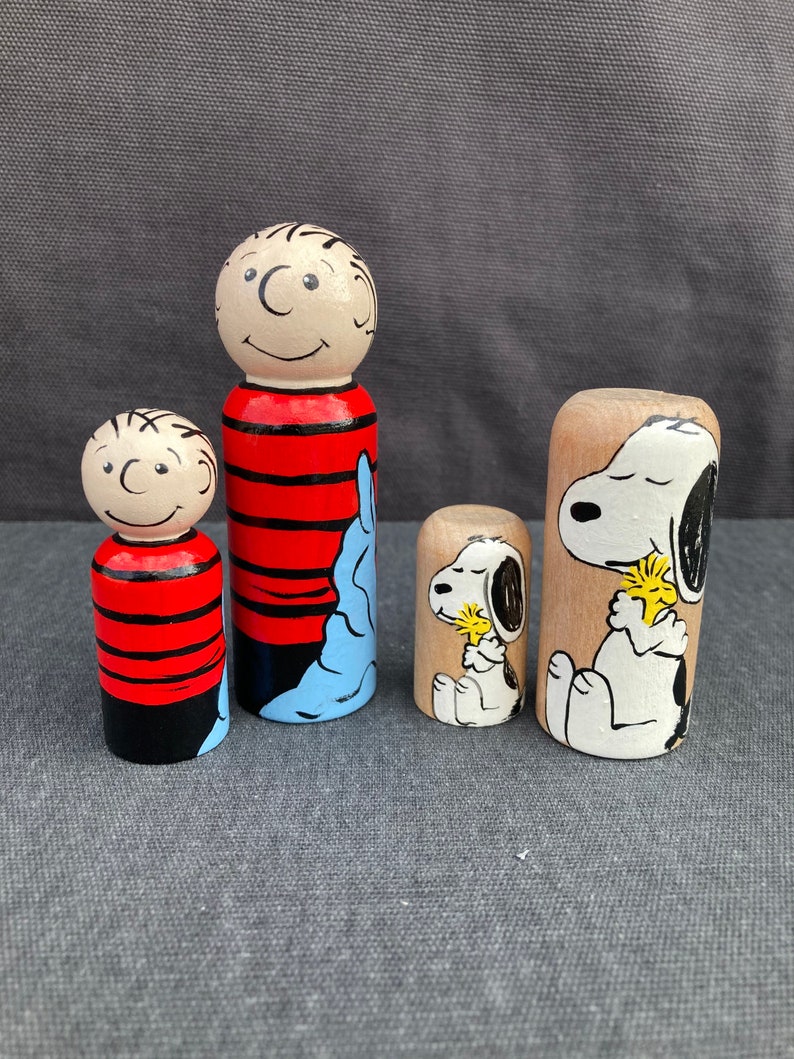 Peanuts Handpainted Wooden Peg Doll Toys Charlie Brown, Snoopy, and Others Natural Toys image 7