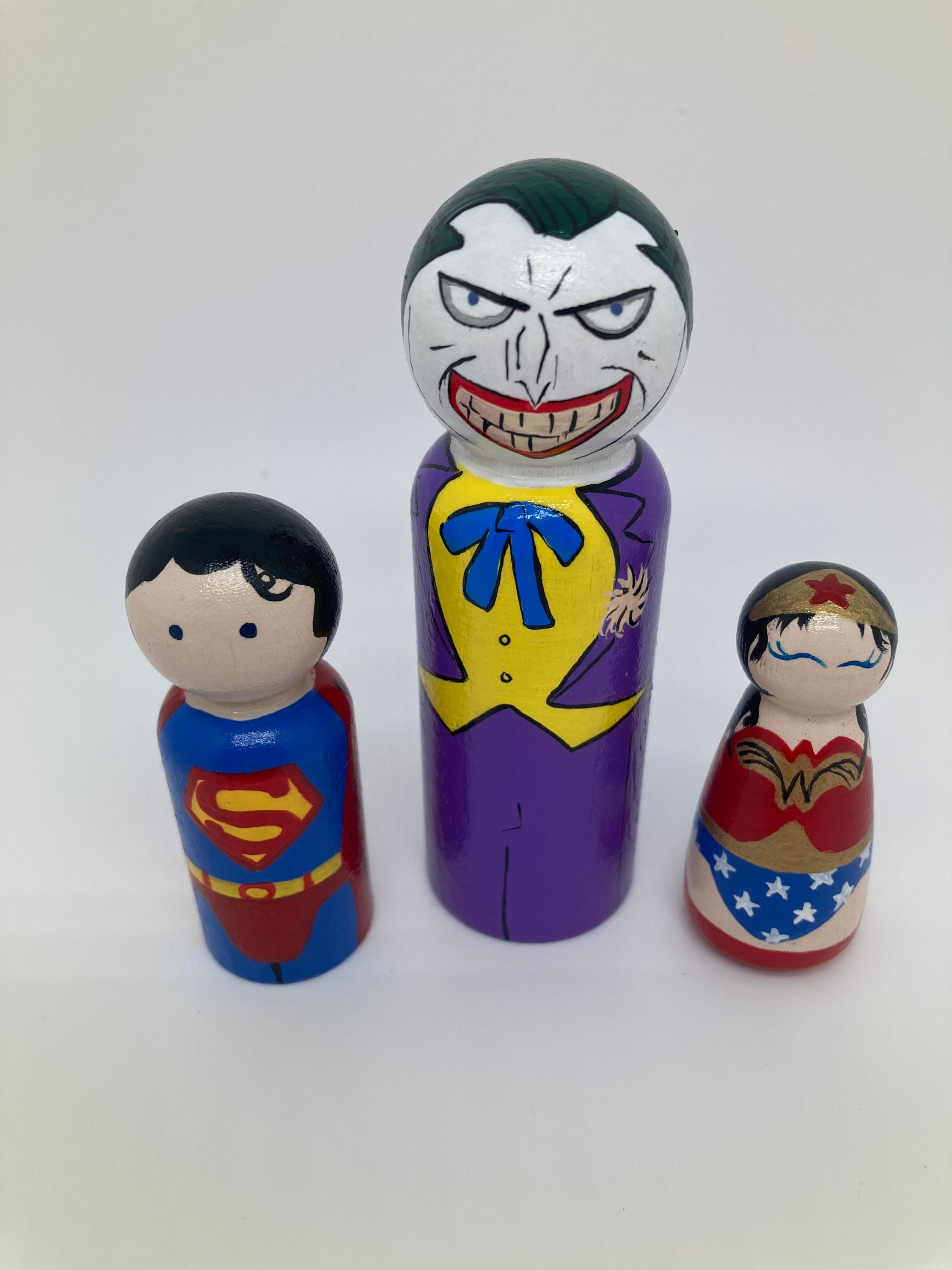 Marvel and DC Comic Superhero Handpainted Peg Doll Toy Wood - Etsy