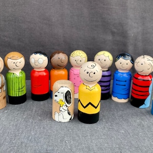 Peanuts Handpainted Wooden Peg Doll Toys Charlie Brown, Snoopy, and Others Natural Toys image 3