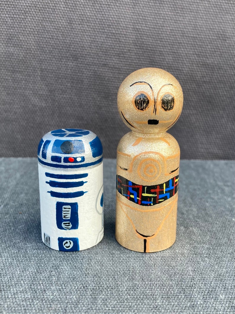 Star Wars and Mandalorian Handpainted Wooden Peg Dolls Grogu Baby Yoda image 6