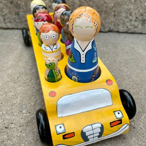 Magic School Bus Handpainted Wooden Peg Doll Toys with or without Bus image 7