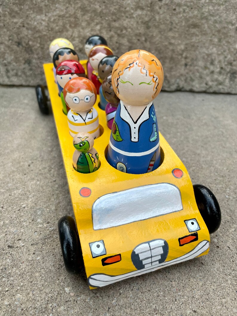 Magic School Bus Handpainted Wooden Peg Doll Toys with or without Bus image 7