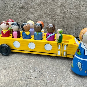 Magic School Bus Handpainted Wooden Peg Doll Toys with or without Bus image 9