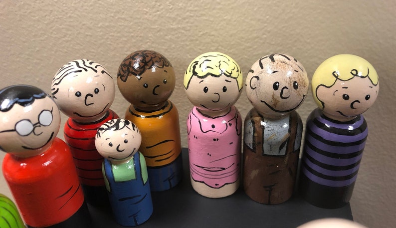 Peanuts Handpainted Wooden Peg Doll Toys Charlie Brown, Snoopy, and Others Natural Toys image 6