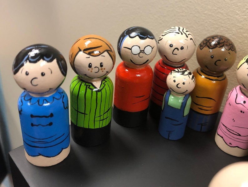 Peanuts Handpainted Wooden Peg Doll Toys Charlie Brown, Snoopy, and Others Natural Toys image 5