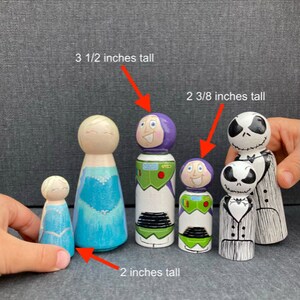 Wooden Handpainted Peg Doll Toys Sarees Saris of India Series Various Hairstyles image 3