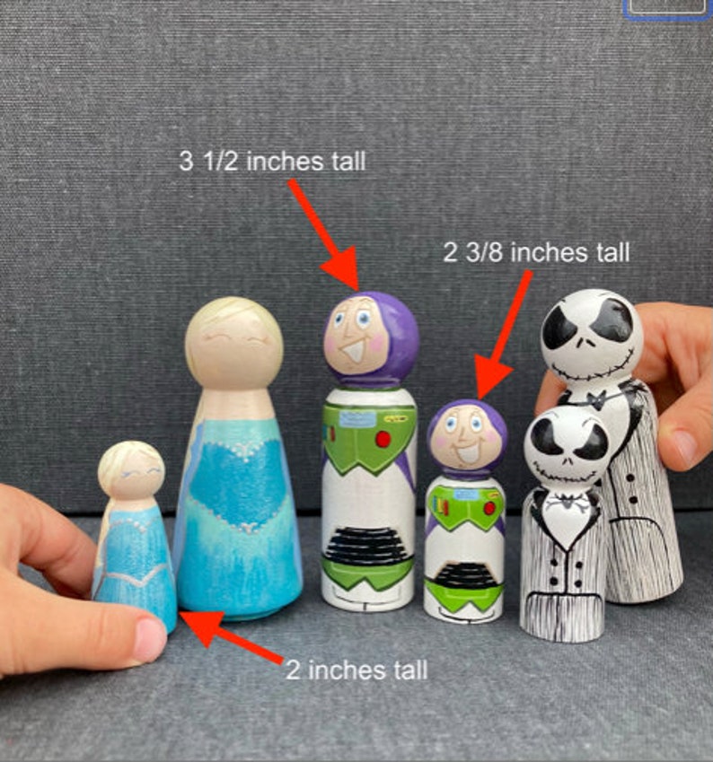 Wooden Handpainted Peg Doll Toys Sarees Saris of India Series Various Hairstyles image 3