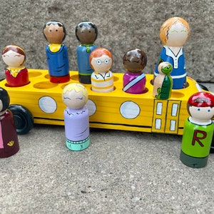 Magic School Bus Handpainted Wooden Peg Doll Toys with or without Bus image 3