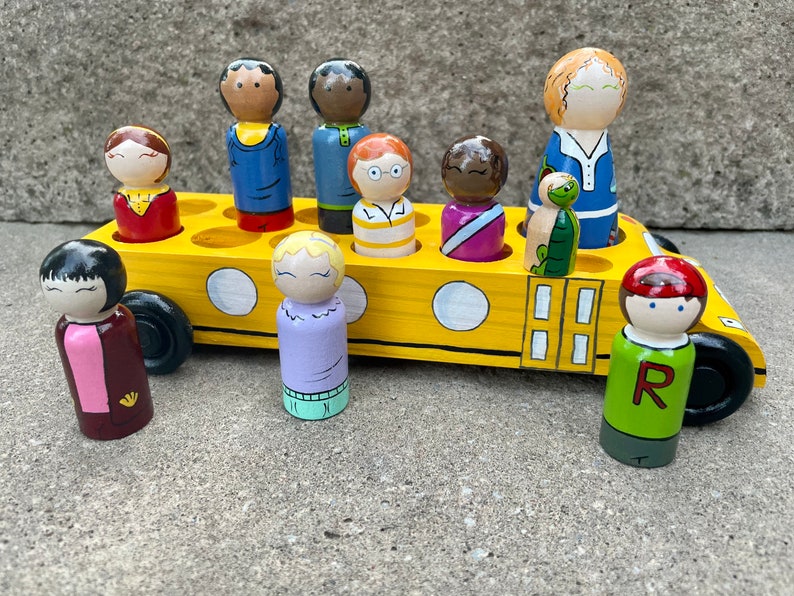 Magic School Bus Handpainted Wooden Peg Doll Toys with or without Bus image 3