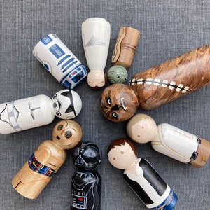 Star Wars and Mandalorian Handpainted Wooden Peg Dolls Grogu Baby Yoda image 1