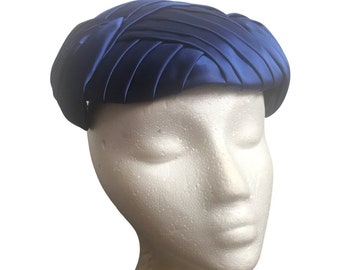 Vintage 1950s Blue Silk Cathay of California Crescent Hat