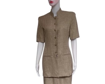 Vintage 1980s Caron Chicago TaupeSkirt Suit