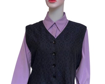 Vintage 1980s Liz Claiborne Blue & Purple Vest