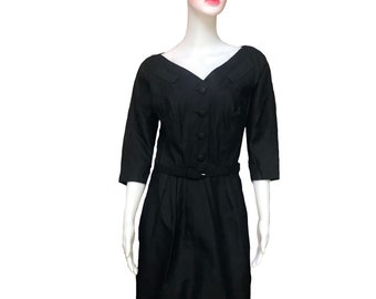 Vintage 1950s Malcolm Charles by Lawrence Gaines Little Black Dress