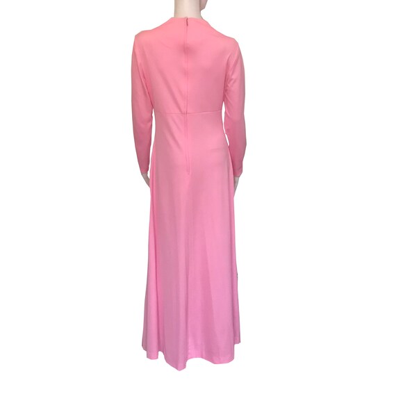 Vintage 1970s Pink Maxi Dress Long-Sleeved Formal… - image 3