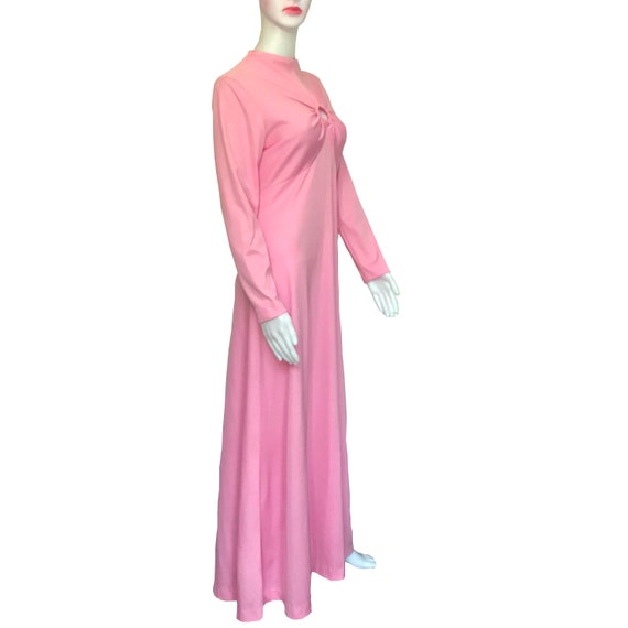 Vintage 1970s Pink Maxi Dress Long-Sleeved Formal… - image 2