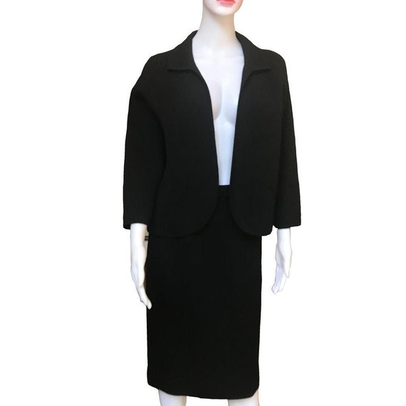 Vintage 1940s Henry Harris Black Knit Skirt Suit
