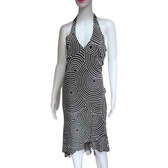 Vintage 1990s Polka Dot Graphic Print Halter Dress - image 1