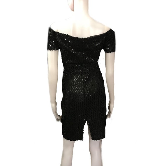 Vintage 1980s Black Sequined Convertible Cocktail… - image 4