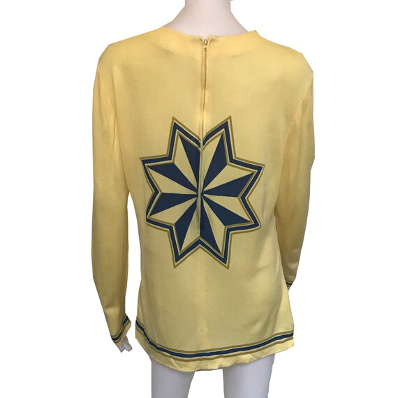 Vintage 1960s Mr Dino Yellow Starburst Blouse Rare - image 3