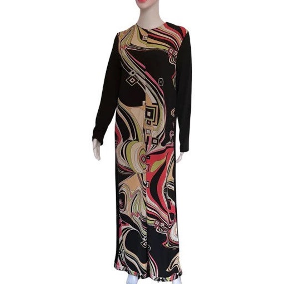 Vintage 1960s Mod Print Maxi Dress - image 2