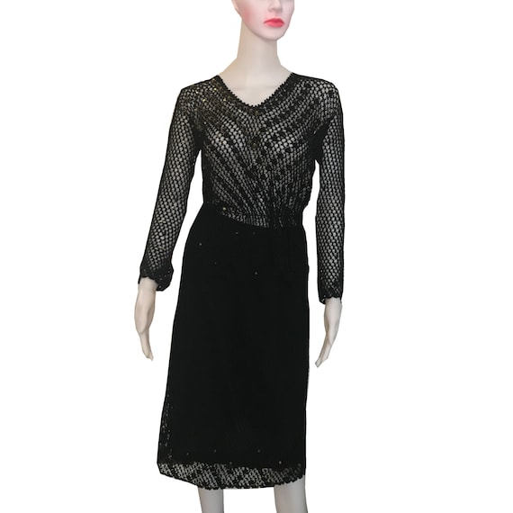 Vintage 1970s Crochet Skirt & Sweater Set