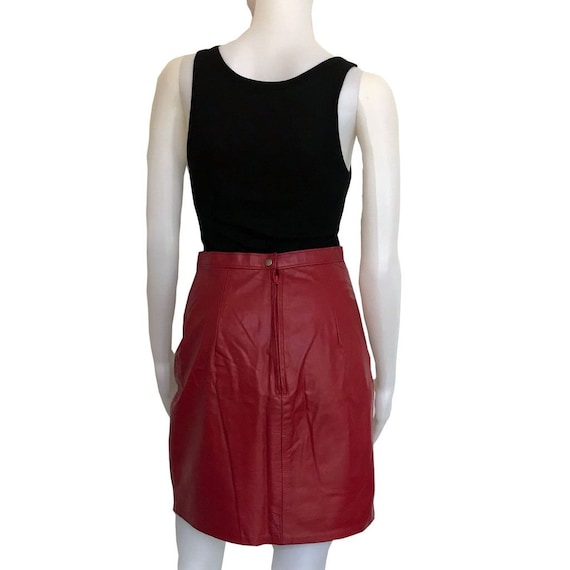 Vintage 1980s Brick Red Leather Mini Skirt - image 4