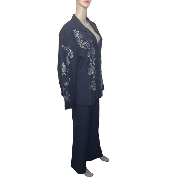 Vintage 1980s Victor Costa Plus Size Blue Linen Em