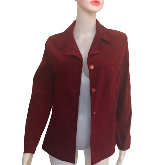 Vintage 1980s Cimmaron Crimson Velvet Blazer - Si… - image 5