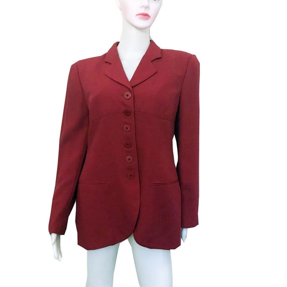 Vintage 1980s Giorgio Armani Burgundy Blazer - image 1