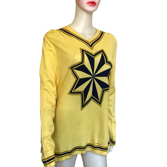 Vintage 1960s Mr Dino Yellow Starburst Blouse Rare - image 1