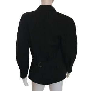 Vintage 1980s Gucci Leather-Trimmed Black Wool Jacket image 5