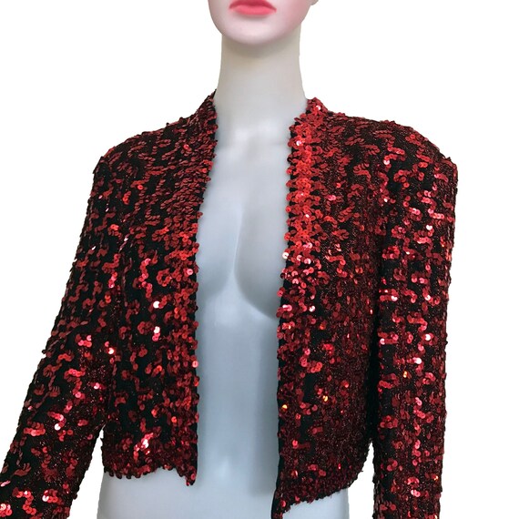 Vintage 1980s Lilli Diamond Red Sequin Jacket