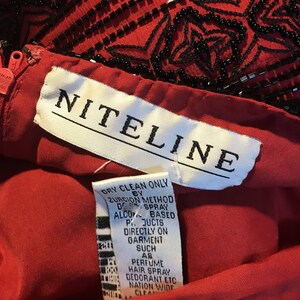 Vintage 1980s Niteline Red and Black Beaded Silk Blouse image 4