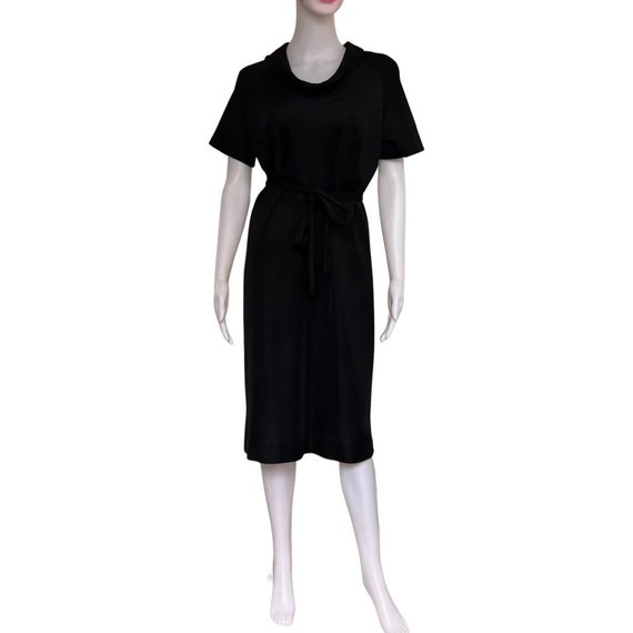 Vintage 1960s Domani Knits Black Cowl Neck Dress - image 2