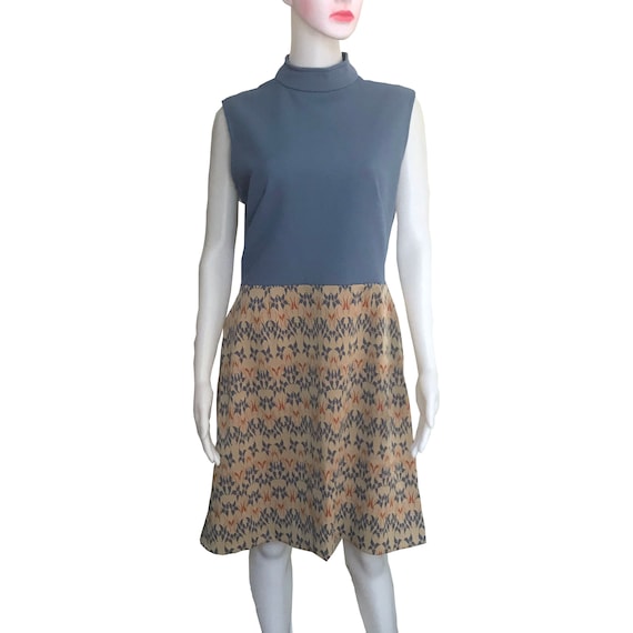 Vintage 1960s Sleeveless Mock Turtleneck Day Dress - image 1