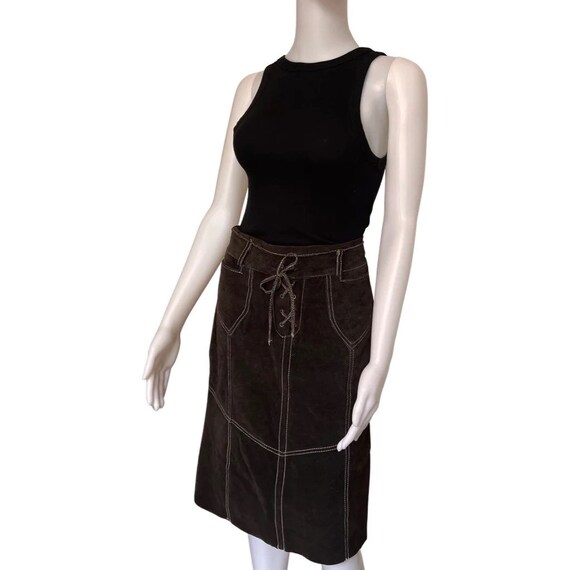 Vintage 1990s Black Suede Grunge Style Skirt - image 4