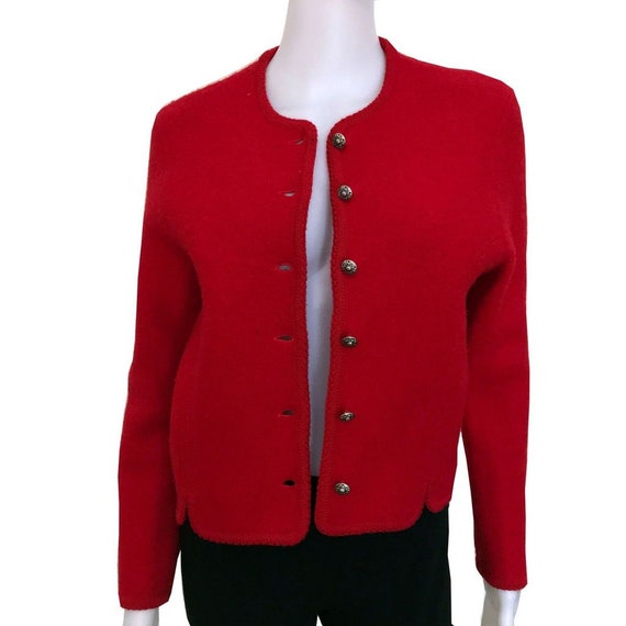 Vintage 1980s Red Wool Blazer Jacket - image 3