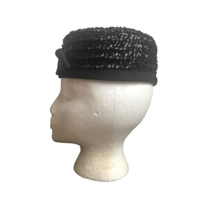 Vintage 1950s Black Pillbox Hat image 4