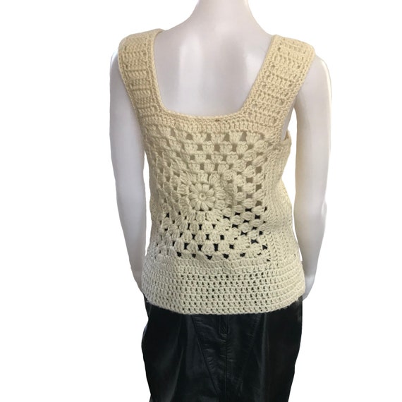 Vintage 1970s Hand-Crocheted Sleeveless Sweater - image 4