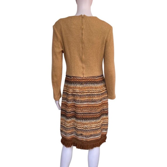 Vintage 1960s Valley Set Taupe Knit Dress with Fr… - image 2