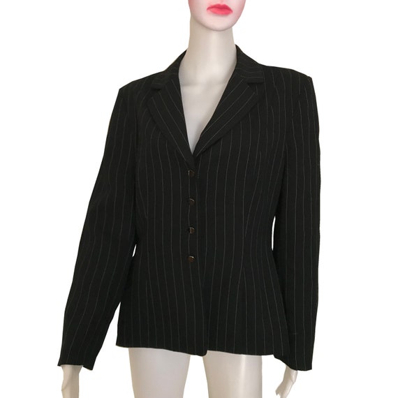 Vintage 1980s Giorgio Sant' Angelo Black Pinstripe
