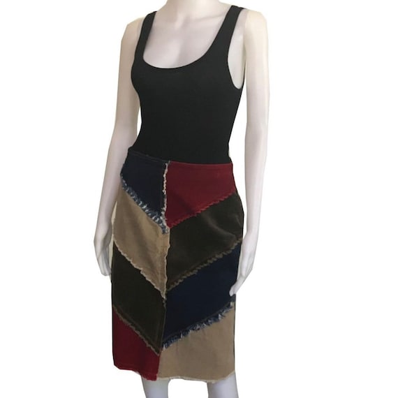 Vintage 1970s Corduroy Patchwork Skirt