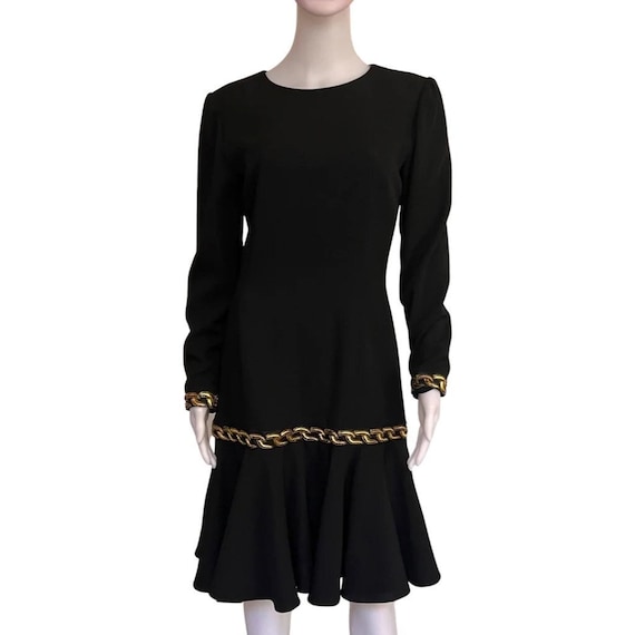 Vintage 1980s Lillie Rubin Black Crepe Dress - image 1