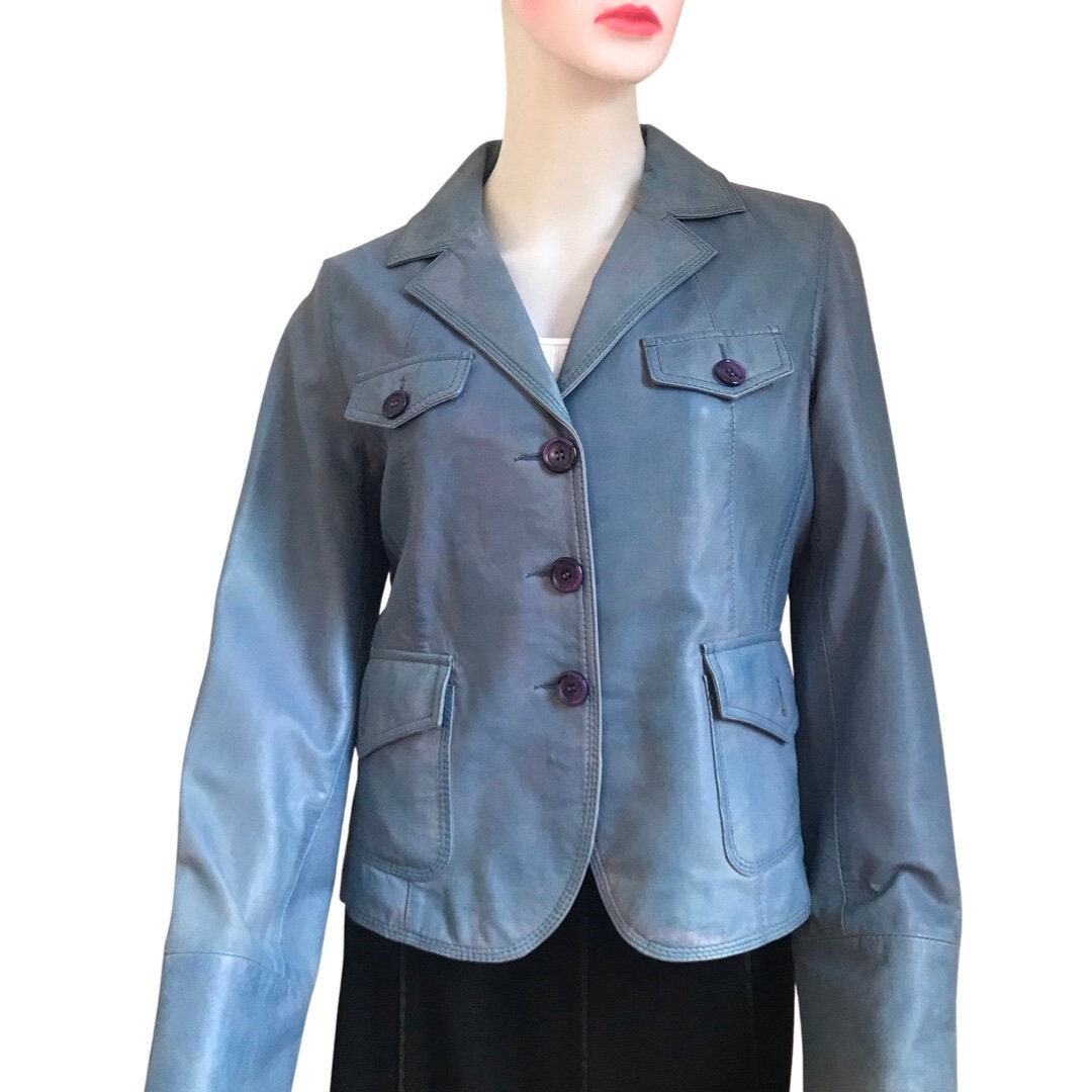 Vintage 1970s Cornflower Blue Wilson's Leather Jacket