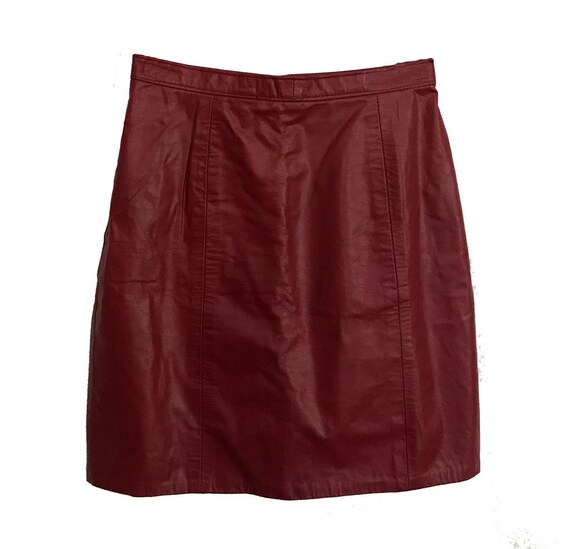 Vintage 1980s Brick Red Leather Mini Skirt - image 5