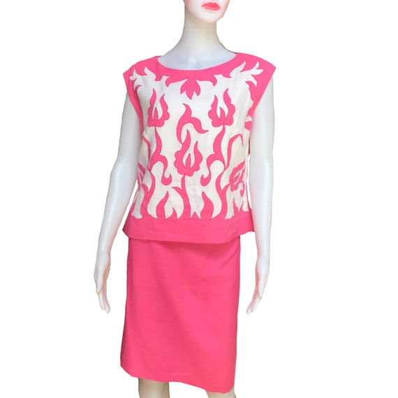 Vintage 1960s Ilsa Engel Hot Pink Linen Skirt Suit - image 1