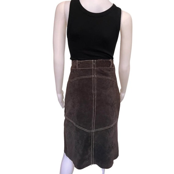 Vintage 1990s Black Suede Grunge Style Skirt - image 2