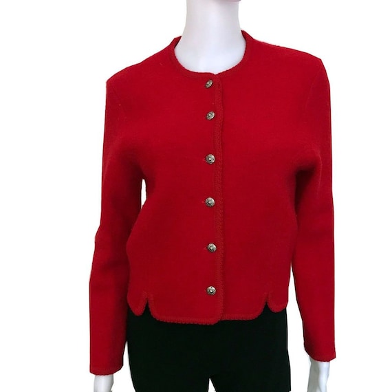 Vintage 1980s Red Wool Blazer Jacket - image 1